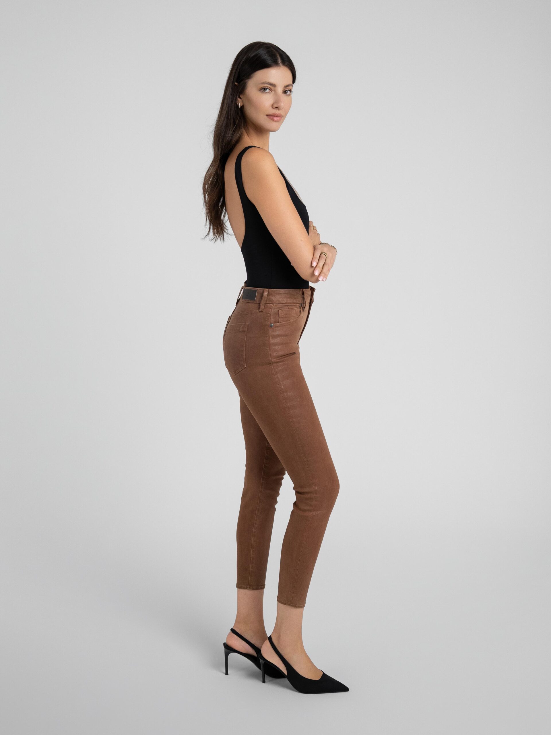 Bombshell Skinny in Slick Toffee