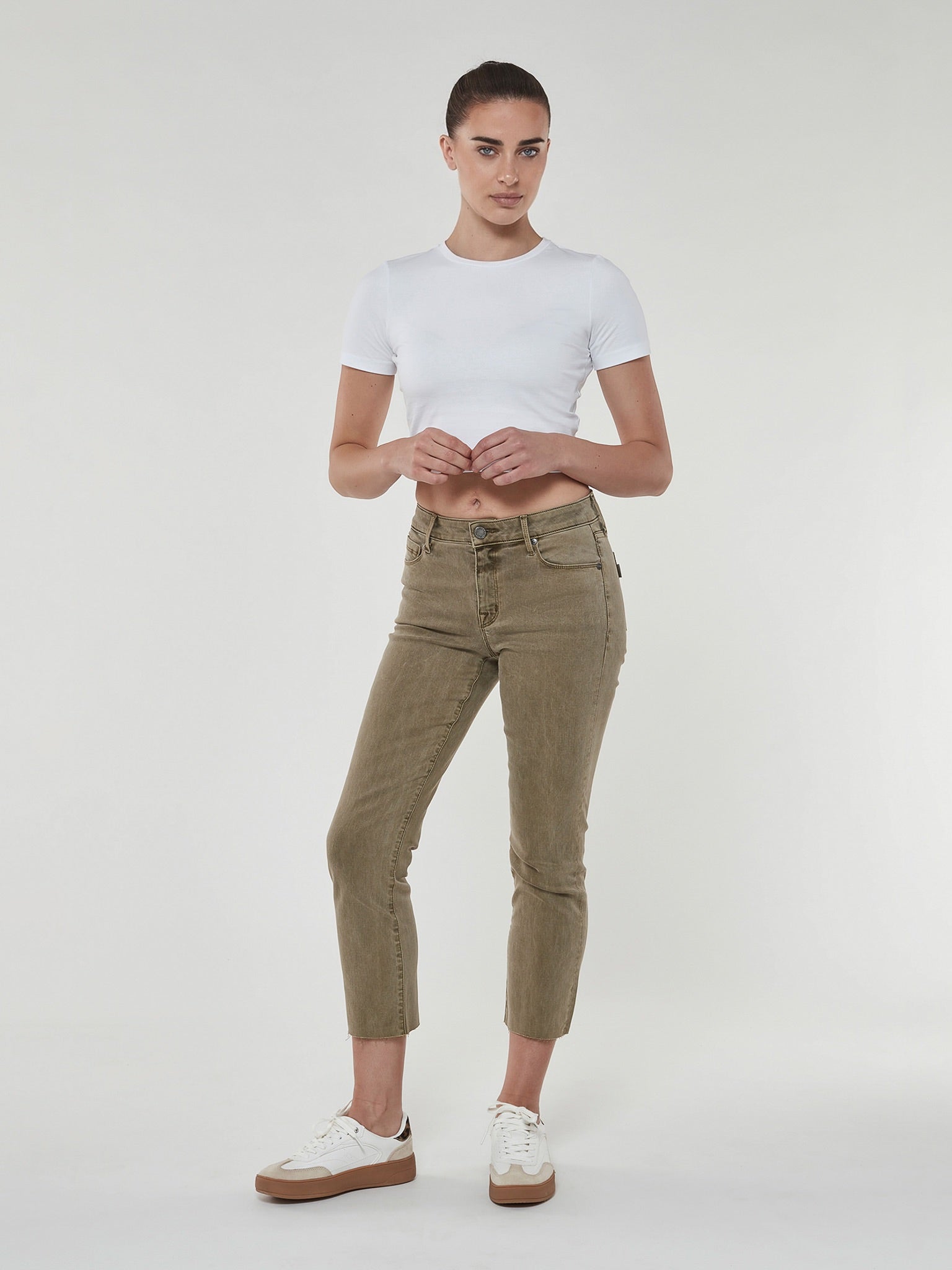 Byron Crop Straight w/Raw Hem Army