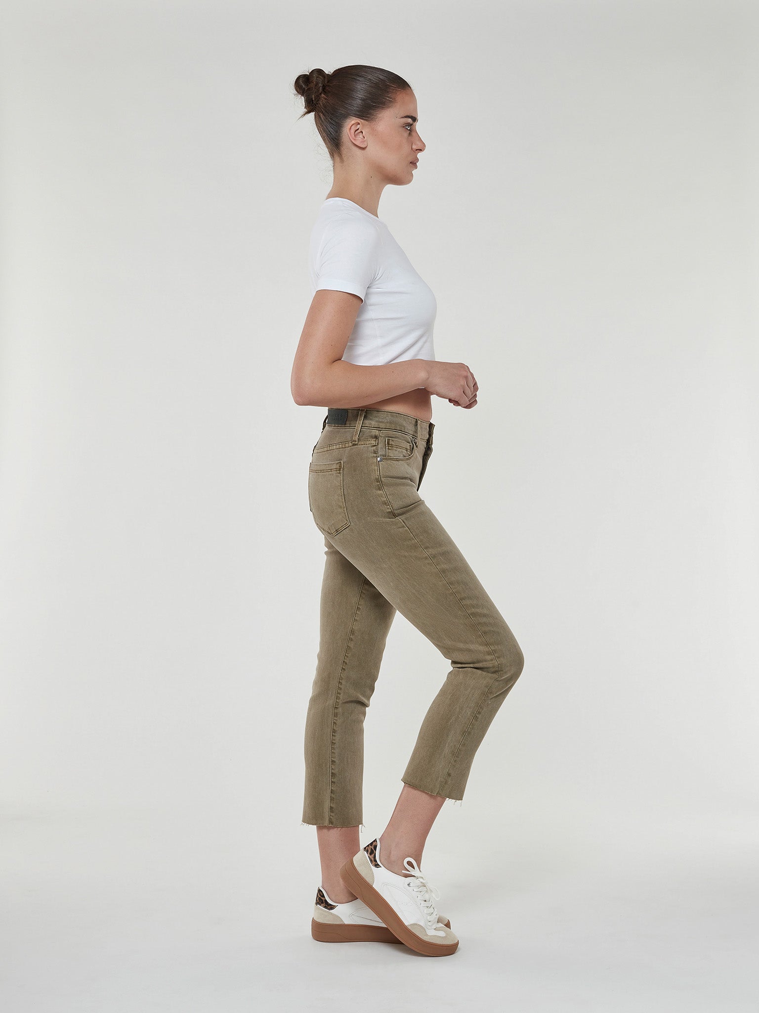 Byron Crop Straight w/Raw Hem Army