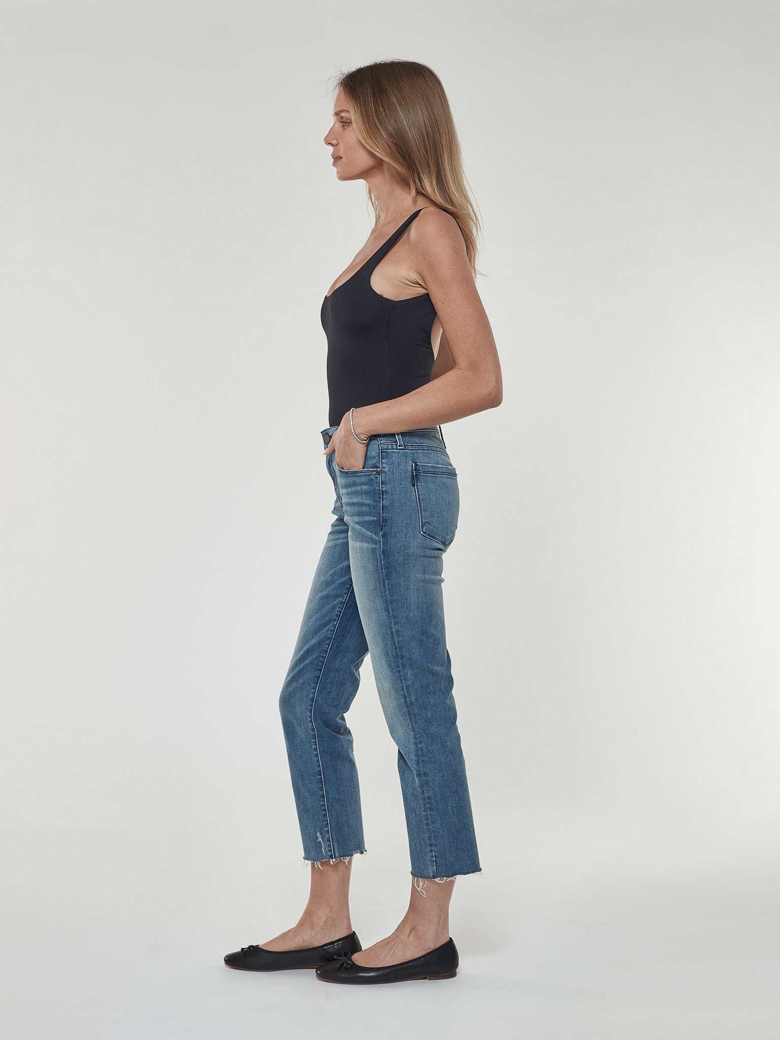 Byron Crop Straight w/Raw Hem in Pier