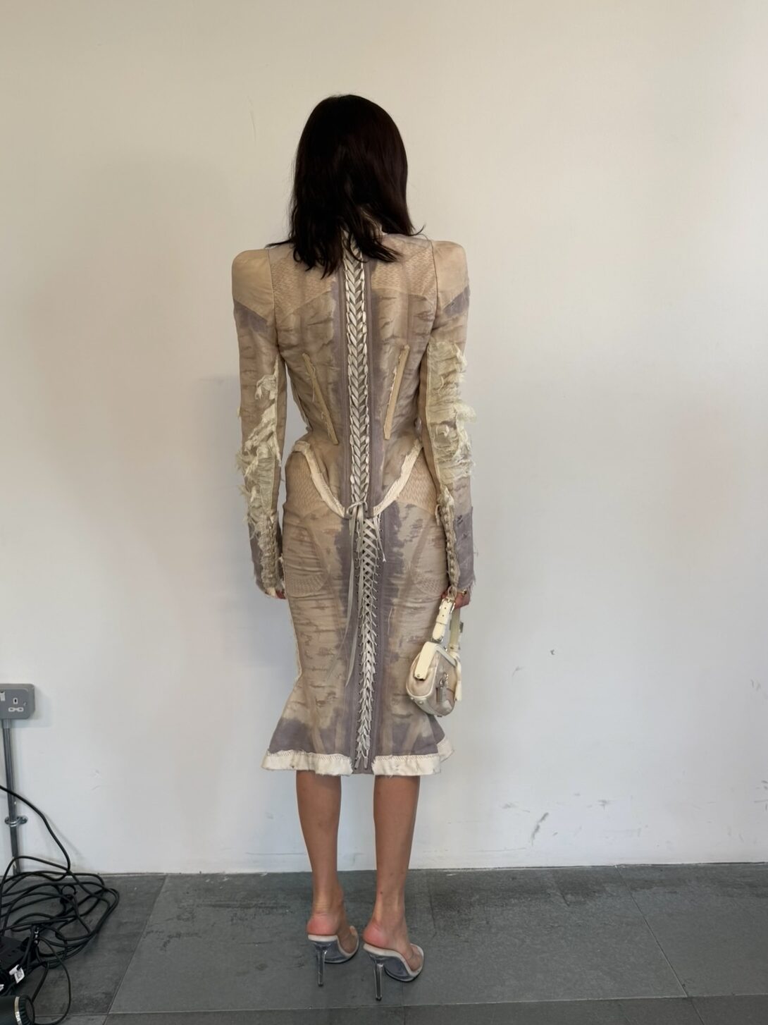 Deconstructed Sheer Panel Jacket & Skirt Set