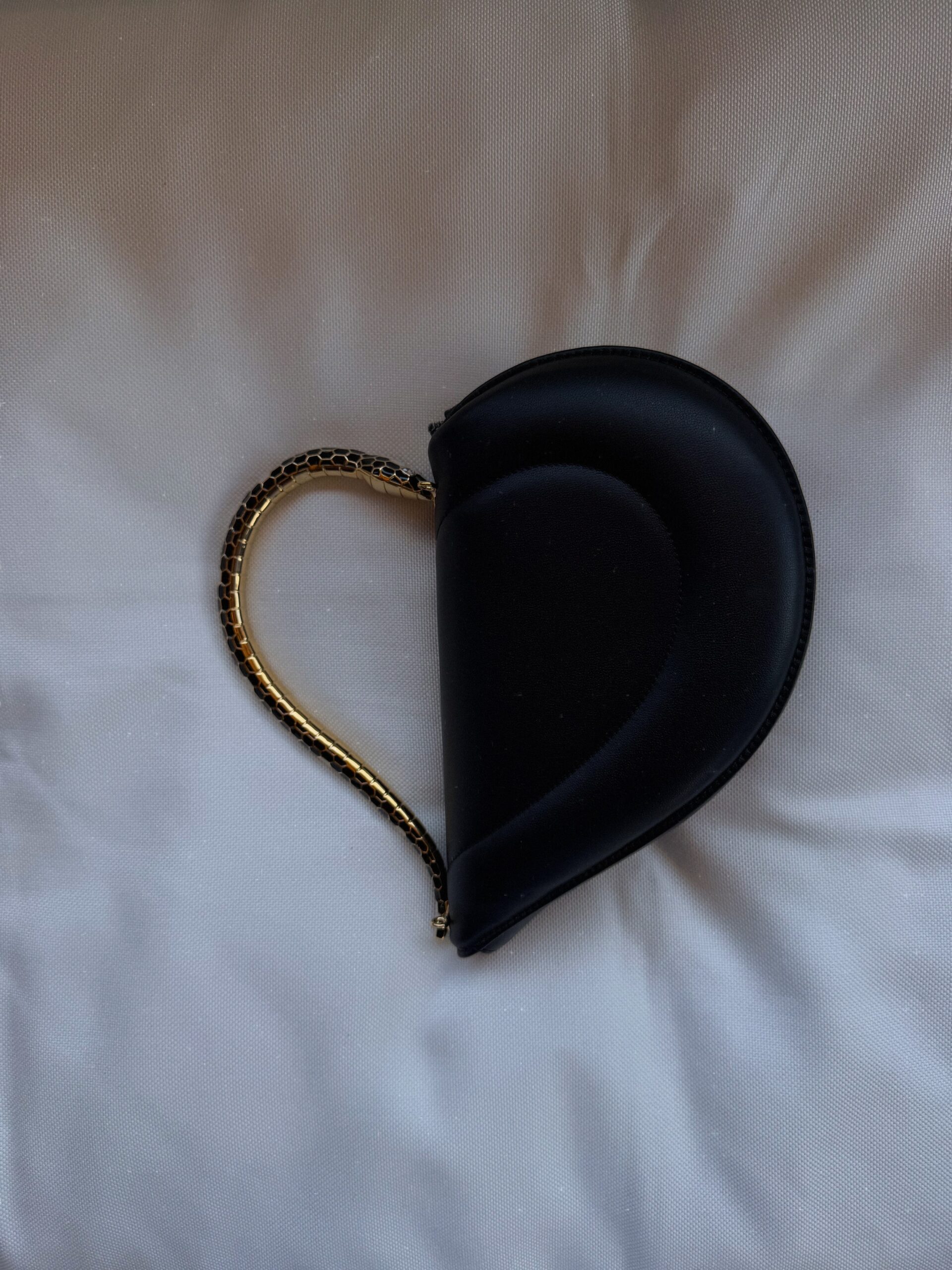 Heart-Shape Clutch with Gold Serpent Handle