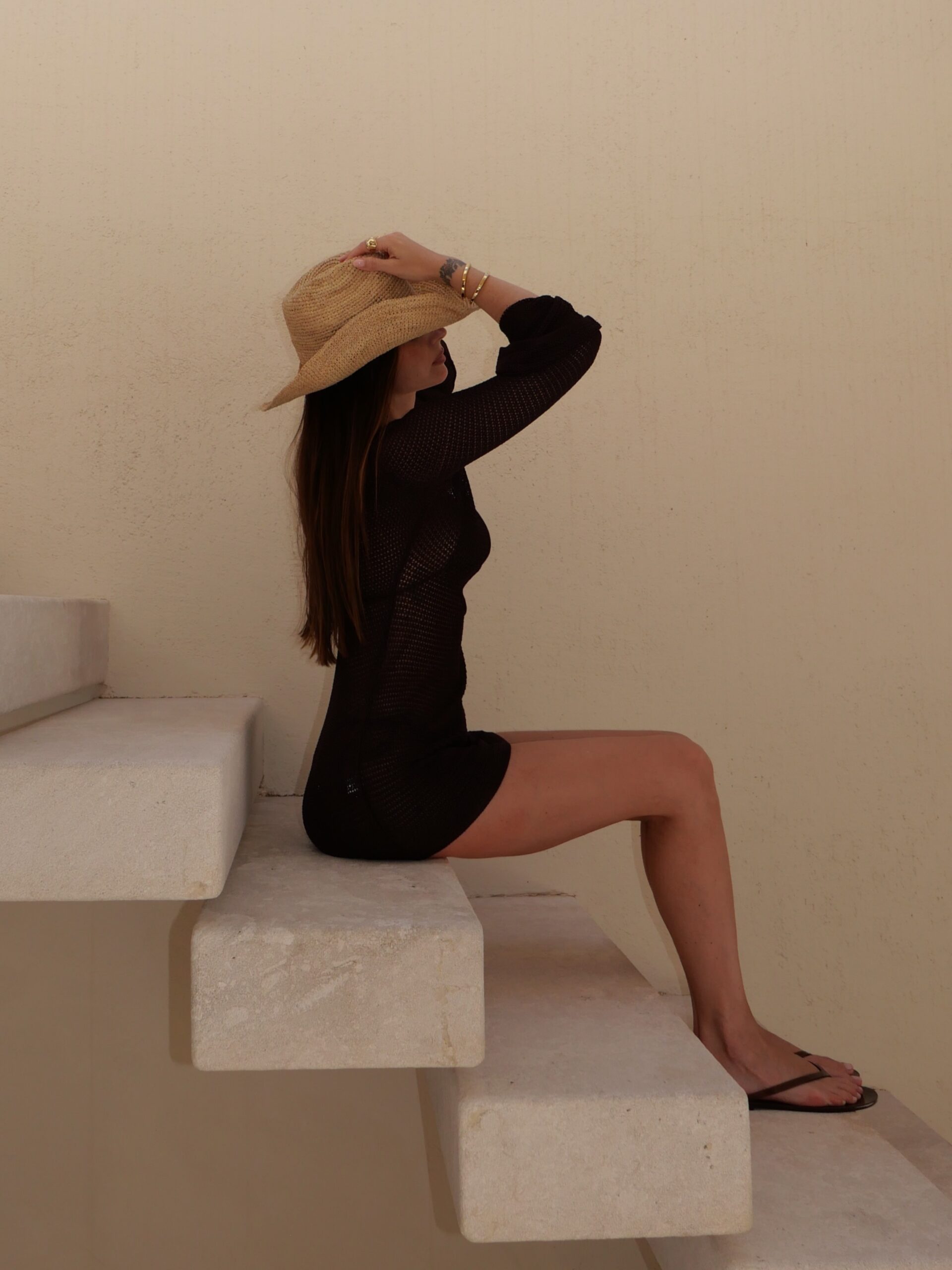 Open-Knit Cutout Mini Beach Dress